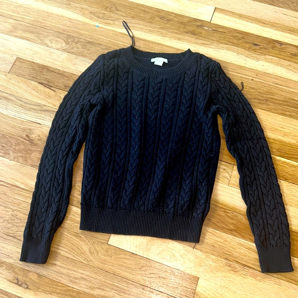 Basic Black Knit Pullover Sweater Sz XS